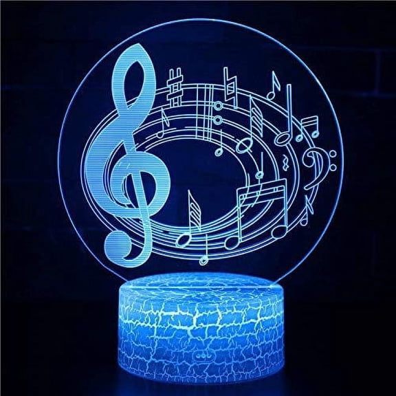 Musical Instrument 3D Night Light LED Colorful 16-Color Remote Control Desk Lamp Light Control Night Light for Bedroom Lighting (Crack Base 16Colors RC, Music-3)