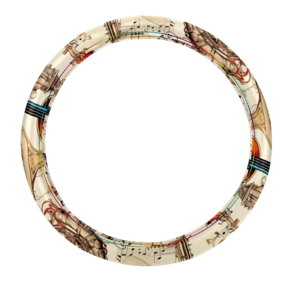 Musical Instrument Car Wheel Cover, Steering Wheel Cover, Car Wheel Covers - 14.5 Inch, Printing, PVC Leather, Auto Accessories