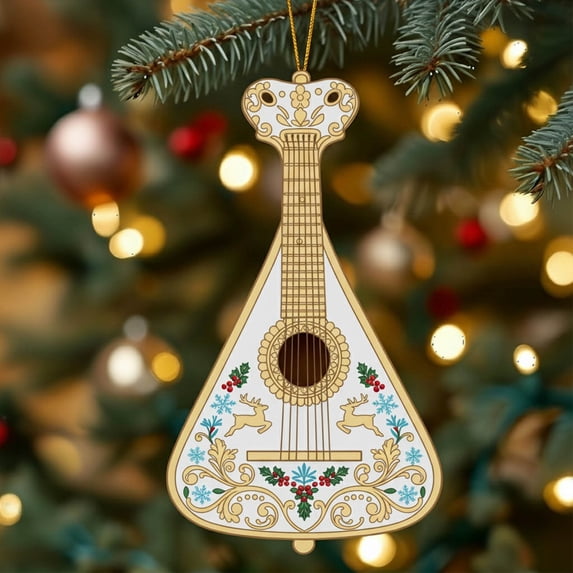 Musical Instrument Christmas Decoration Pendant - 2D Hanging Ornament with Joyful Melodies, Unique Musical Decorations for Christmas Tree, Home Holiday Accent to Celebrate Winter, 3.1in, D