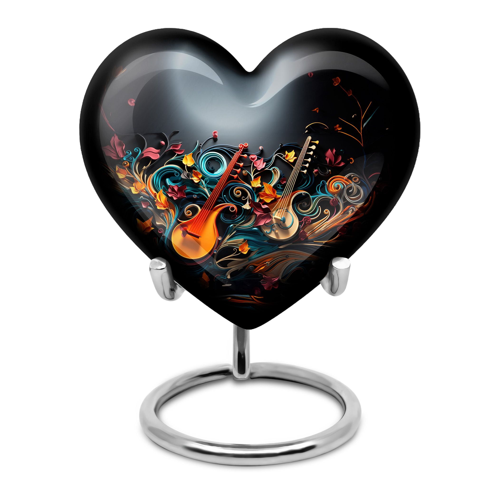 Musical Instrument Heart Shaped Urn Stand, Urns For Ashes Adult Female ...