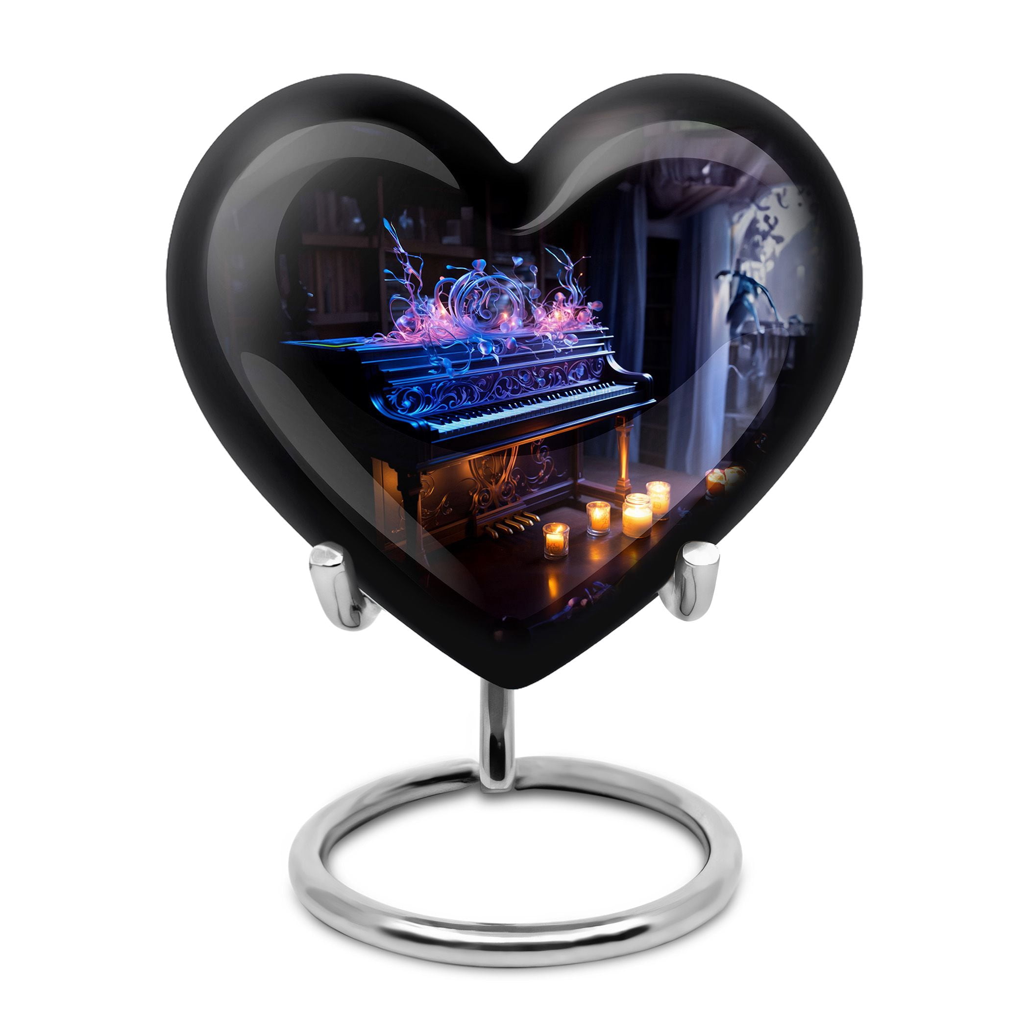 Musical Instrument Heart Urn, Heart Urns for Ashes, Keepsake Urns for Human Ashes, Cremation Urn for Human Ashes, Small Urns for Human Ashes, Urn for Ashes, 3-Inch, Set of 1 for Loved Ones