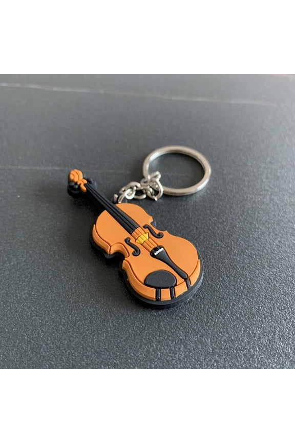 Musical Instrument Keychain Resin Miniature Replica Key Chain Accessories Music Pendant for Ukulele Guitar Violin