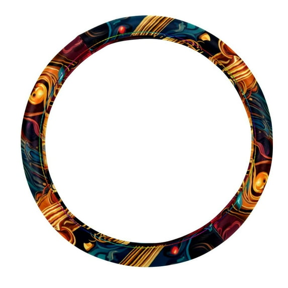 Musical Instrument Printed 14.5 Inch PVC Leather Car Wheel Covers Steering Wheel Cover Auto Accessories