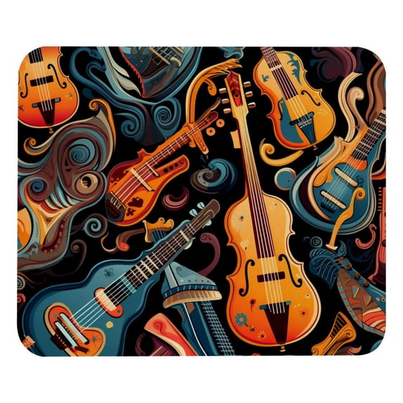 Musical Instrument Printed Square Mousepad Desk Pad Desk Mat, 8.3x9.8 Inch, Non-Slip Rubber Bottom, Suitable for Office and Gaming