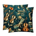 thumbnail image 1 of Musical Instrument Set of 2 Velvet Throw Pillow Covers with Unique Patterns in 16x16, 18x18, and 20x20 Inches for Various Occasions - Throw Pillow Inserts Included, 1 of 6