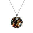 thumbnail image 1 of Musical Instrument Stunning Glass Circular Pendant Necklace - Handcrafted Unique Design for Fashion Forward Necklaces, 1 of 5