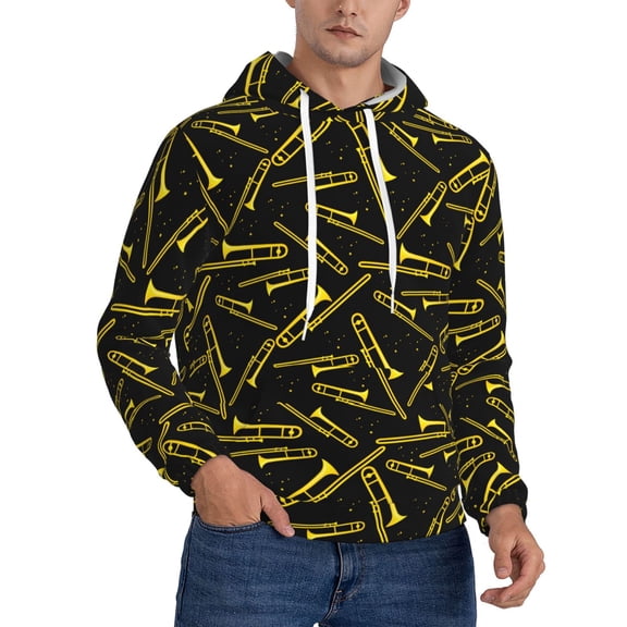 Musical Instrument Trombone Hoodie Men Unisex 3d Fleece Hooded Sweatshirt Medium