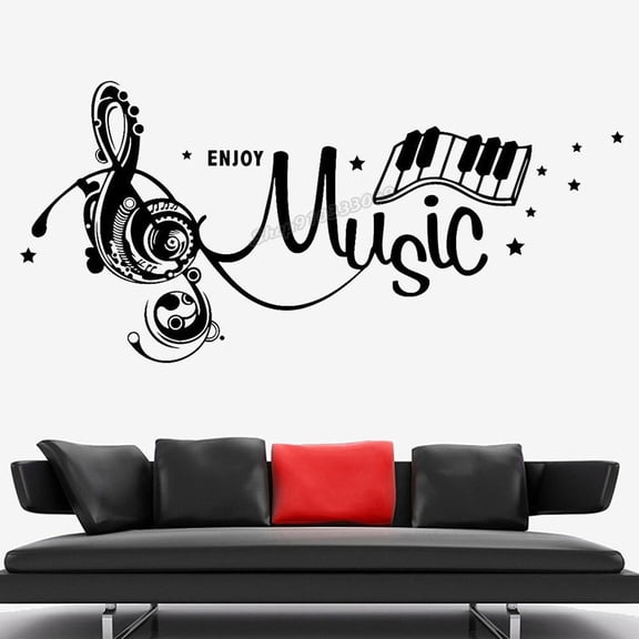 Musical Instrument Wall Decals Enjoy Music Headphone DJ Music Wall Sticker Bedroom Decor Sticker 120x57cm