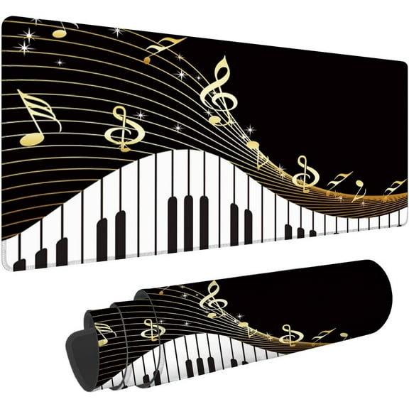 Musical Instrument and Notes Gaming Mouse Pad XL Desk Mat Extended Non-Slip Laptop Computer Keyboard Mouse Pad for Office & Home 31.5x11.8 Inch