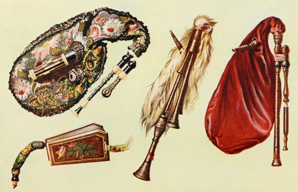 Musical Instruments 1921 Bagpipes 1 Canvas Art - William Gibb (18 x 24)