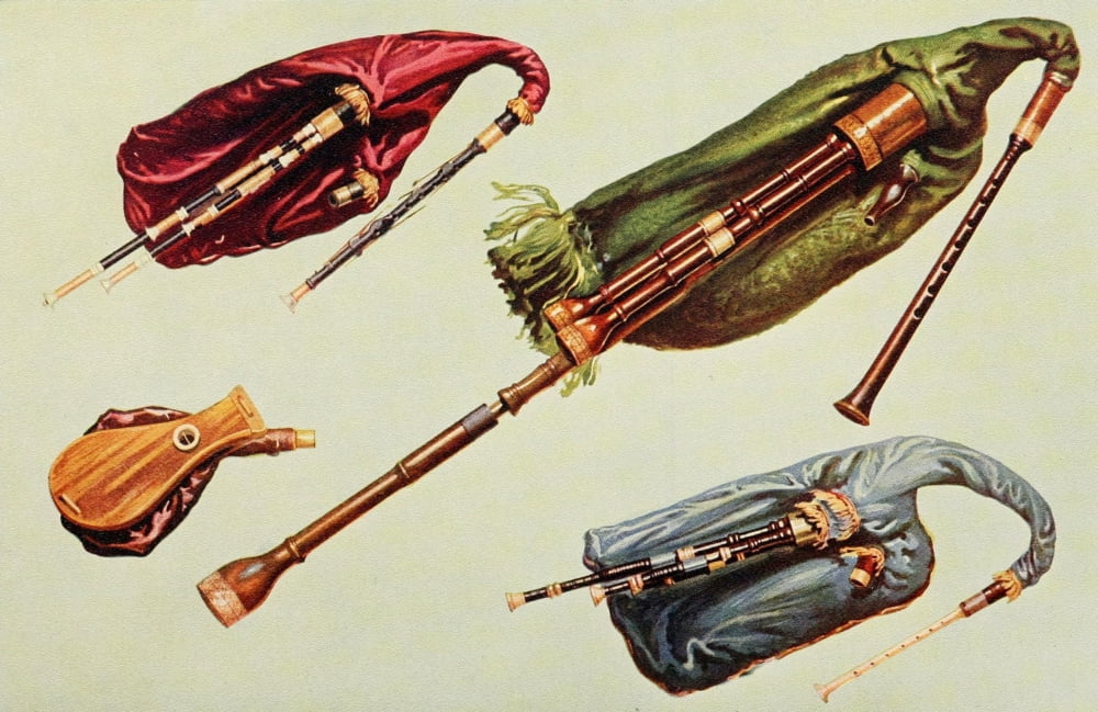 Musical Instruments 1921 Bagpipes 2 Canvas Art - William Gibb (18 x 24)