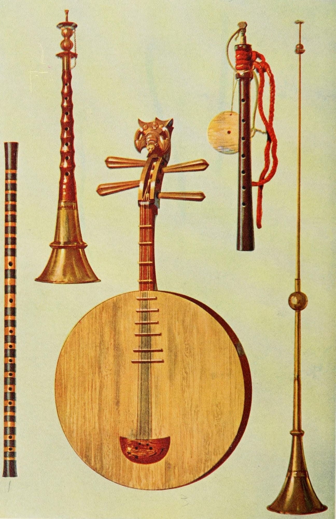 Musical Instruments 1921 Chinese Instruments Canvas Art - William Gibb (24 x 36)