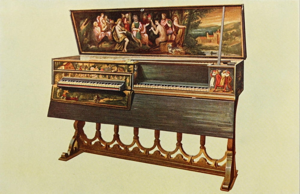Musical Instruments 1921 Double Spinnet or Virginal Canvas Art - William Gibb (18 x 24)