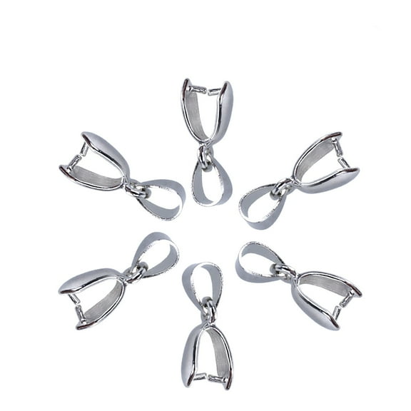 Shuliwen 100 Pcs Metal Pinch Clip Bail Bead Pendant Connector Jewelry DIY Accessory 20mm (Silver)