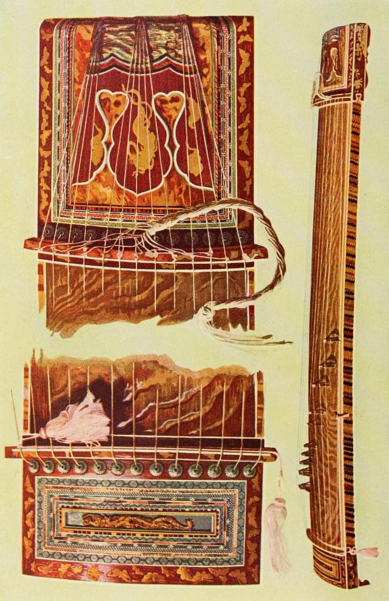 Musical Instruments 1921 Japanese Koto Canvas Art - William Gibb (18 x 24)