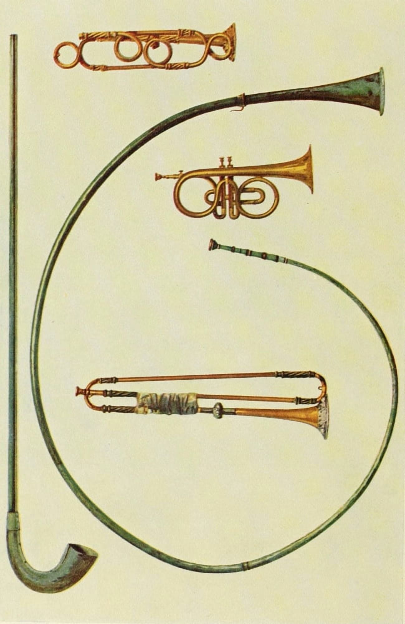 Musical Instruments 1921 Lituus Buccina Cornet Trumpets Canvas Art - William Gibb (18 x 24)