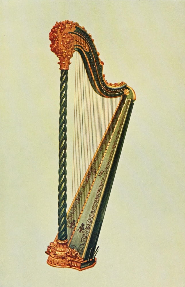Musical Instruments 1921 Pedal Harp Canvas Art - William Gibb (18 x 24)