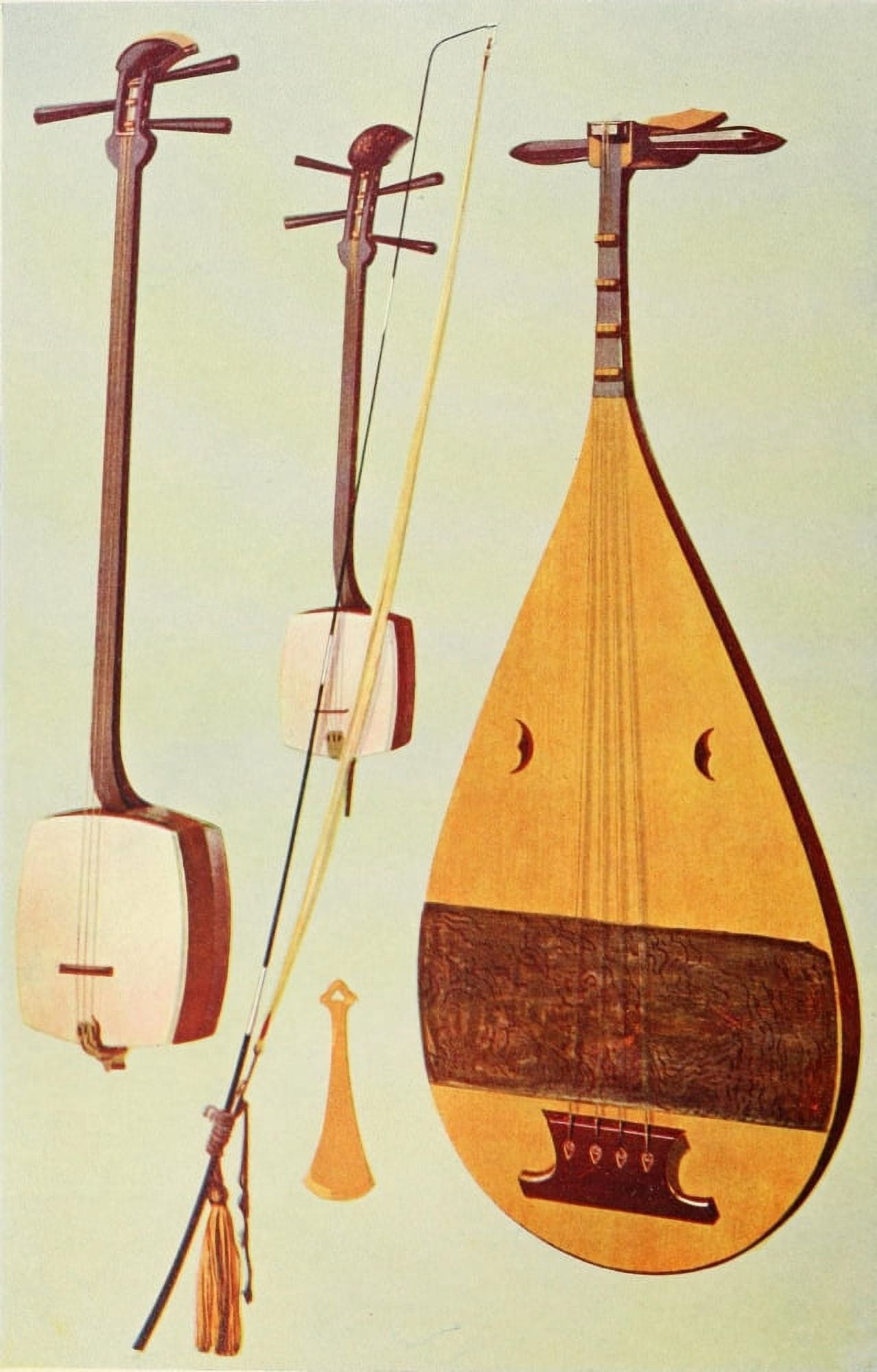 Musical Instruments 1921 Siamisen Kokiu Biwa Canvas Art - William Gibb (18 x 24)