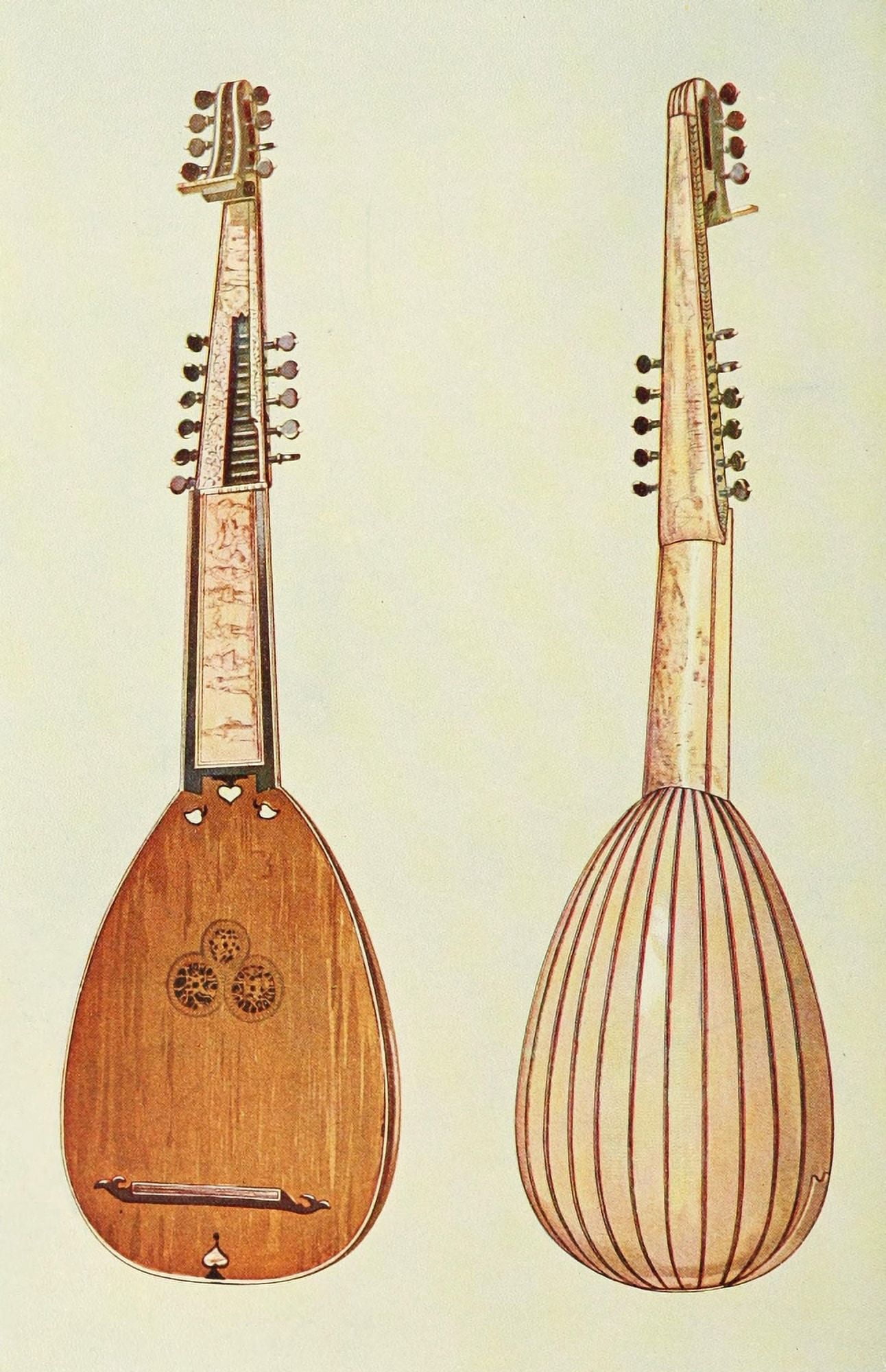 Musical Instruments 1921 Theorbo Canvas Art - William Gibb (24 x 36)