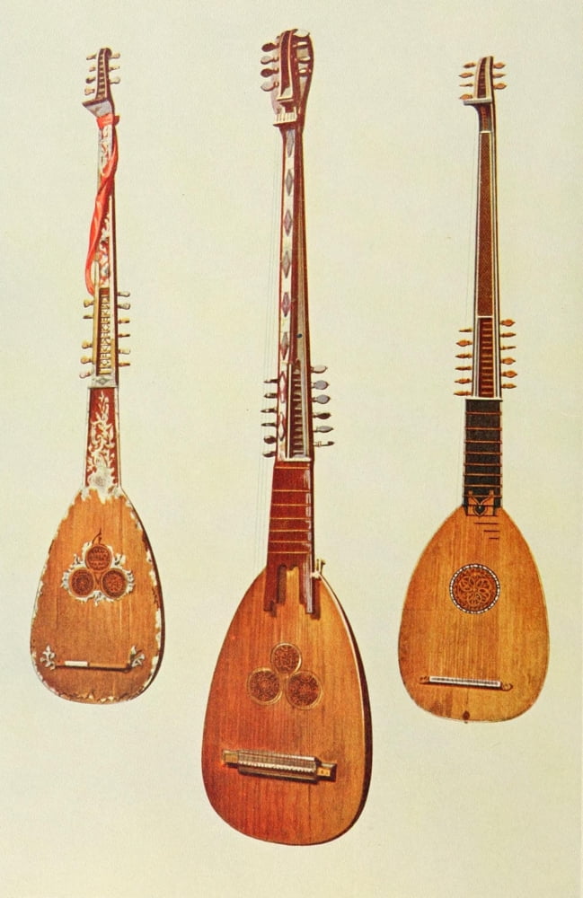 Musical Instruments 1921 Three Chitarroni Canvas Art - William Gibb (18 x 24)