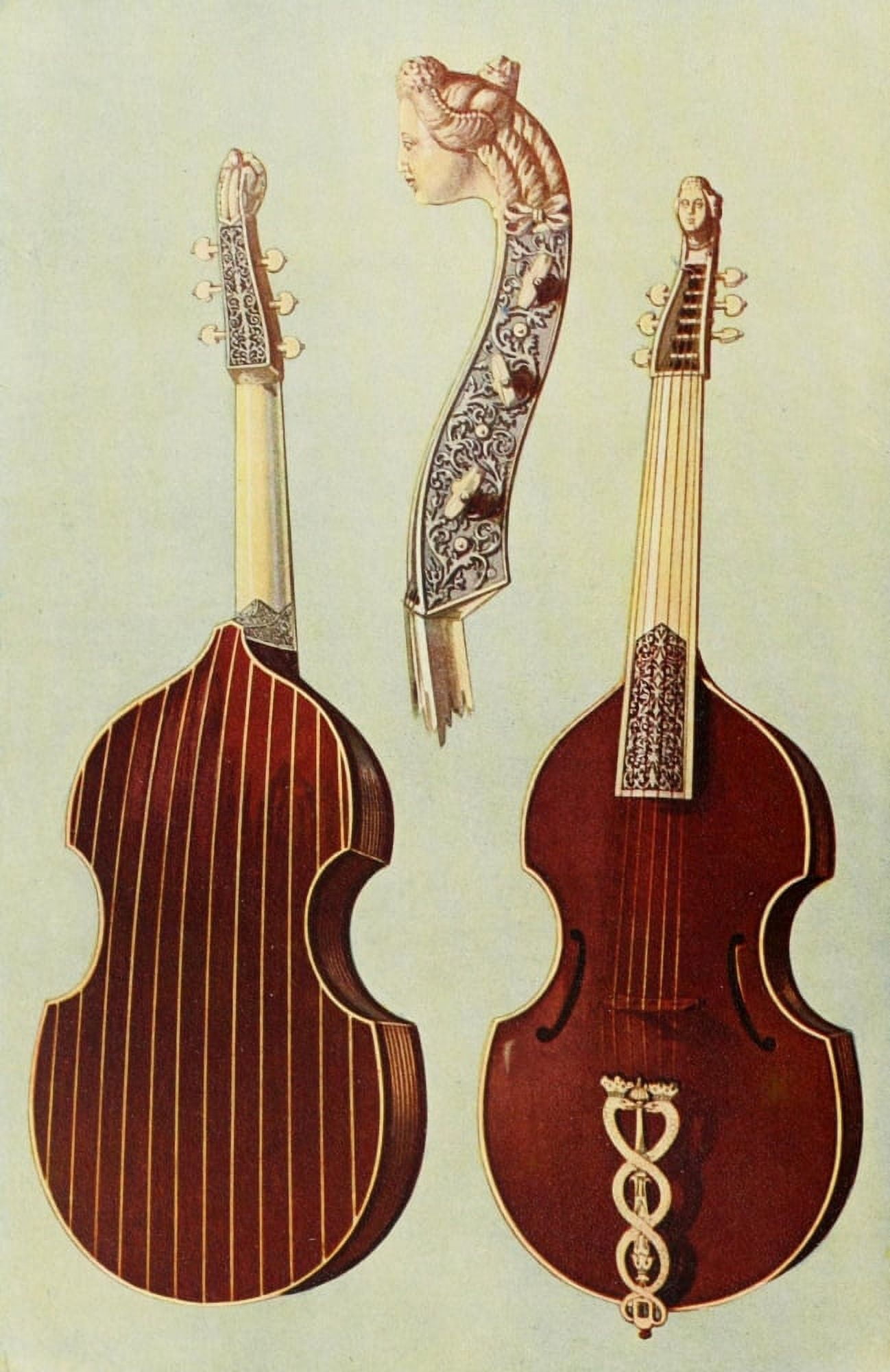 Musical Instruments 1921 Viola da Gamba Canvas Art - William Gibb (18 x 24)