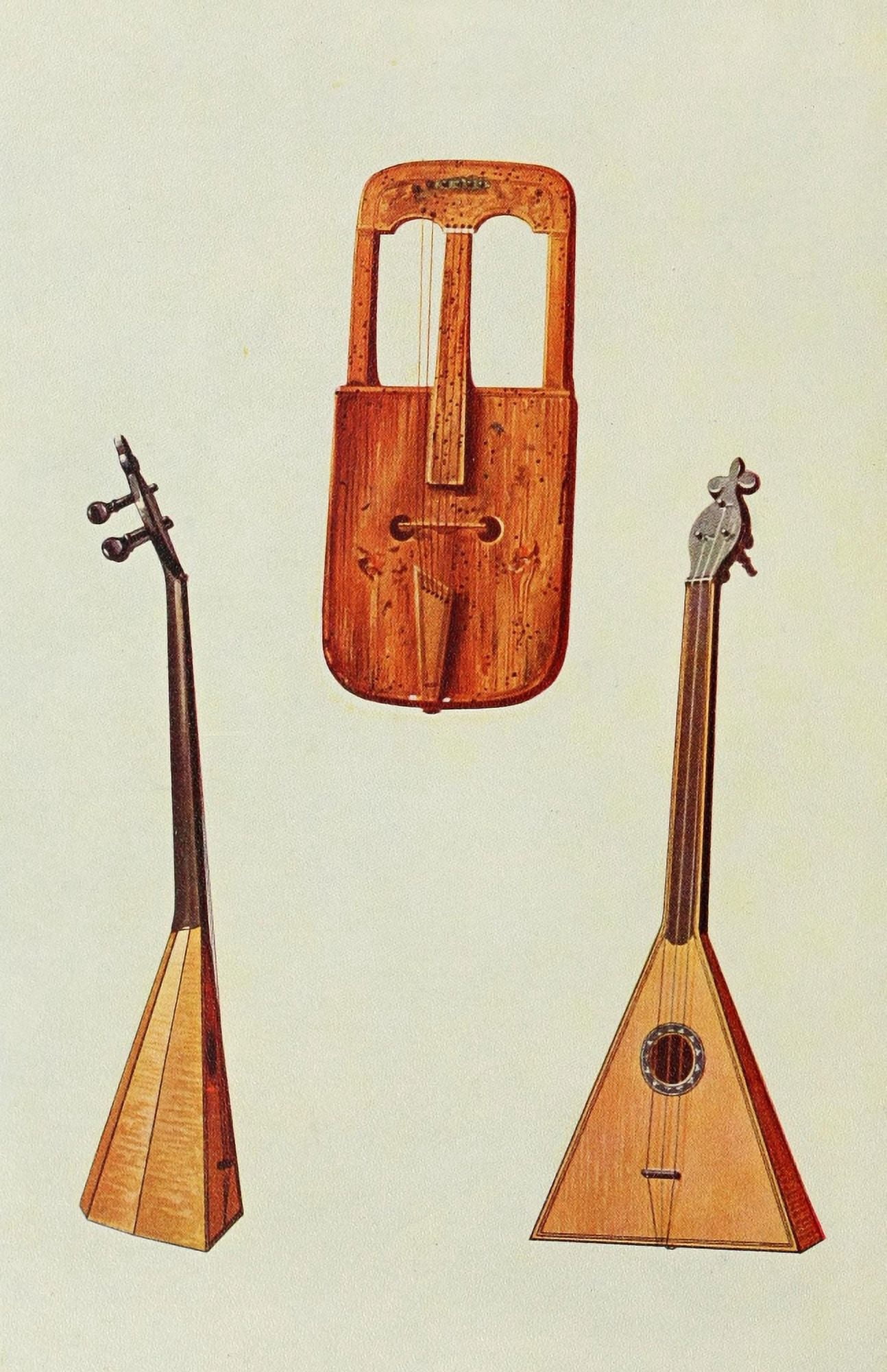 Musical Instruments 1921 Welsh Crwth & Russian Balalaika Canvas Art - William Gibb (24 x 36)