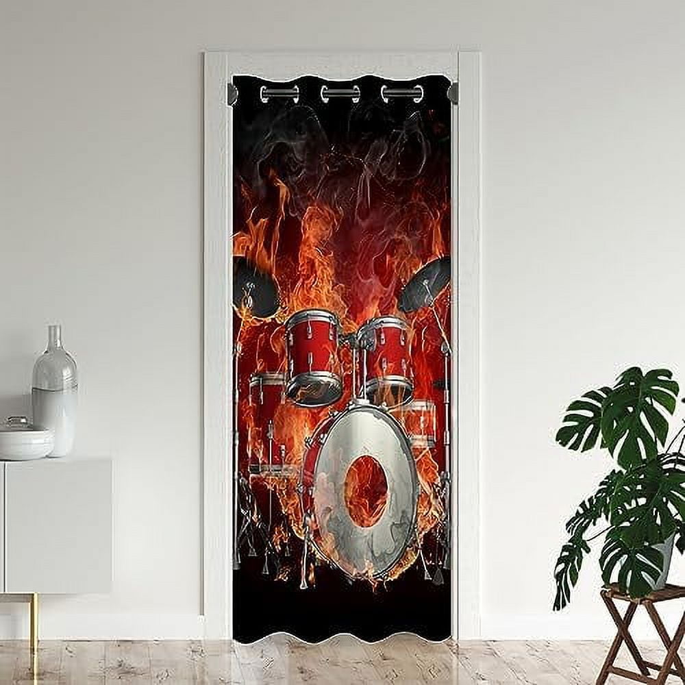 Musical Instruments Door Curtains for Doorways Rock Music Drum Music