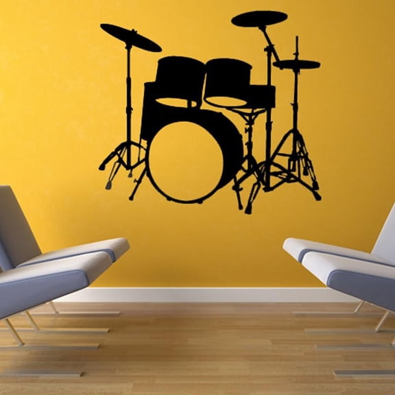 Musical Instruments Drums Wall Decal Home Decor Vinyl Removable Waterproof Wall Sticker Living Room 47x44cm