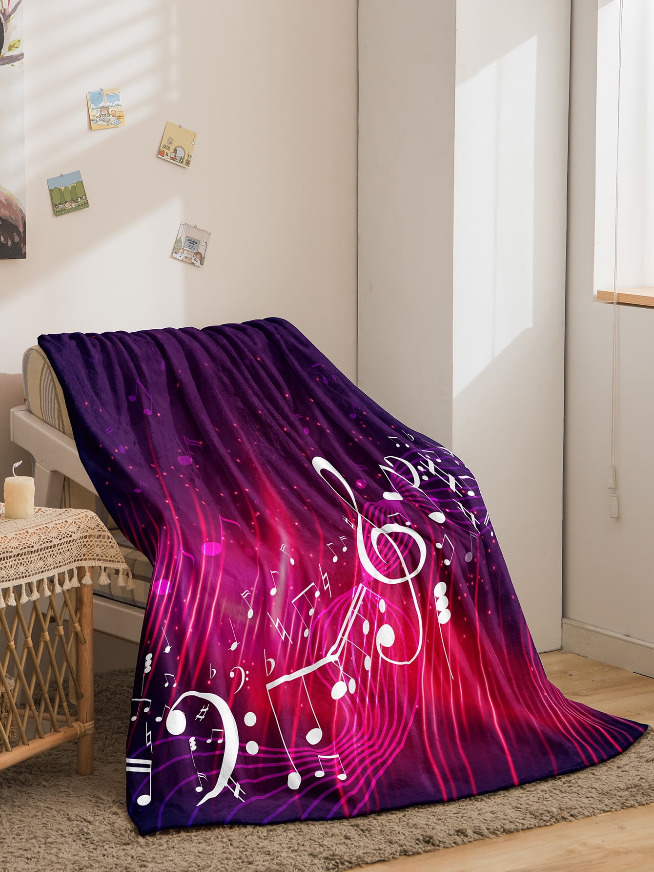 Musical Instruments Guitar Blanket Soft Warm Print Throw Black Blanket