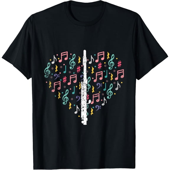 Musical Instruments Music Notes Lover Flute T-Shirt men and women can wear,black,white,creative gift