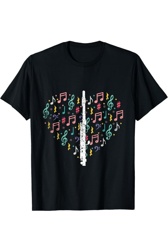 Musical Instruments Music Notes Lover Flute T-Shirt men and women can wear,black,white,creative gift