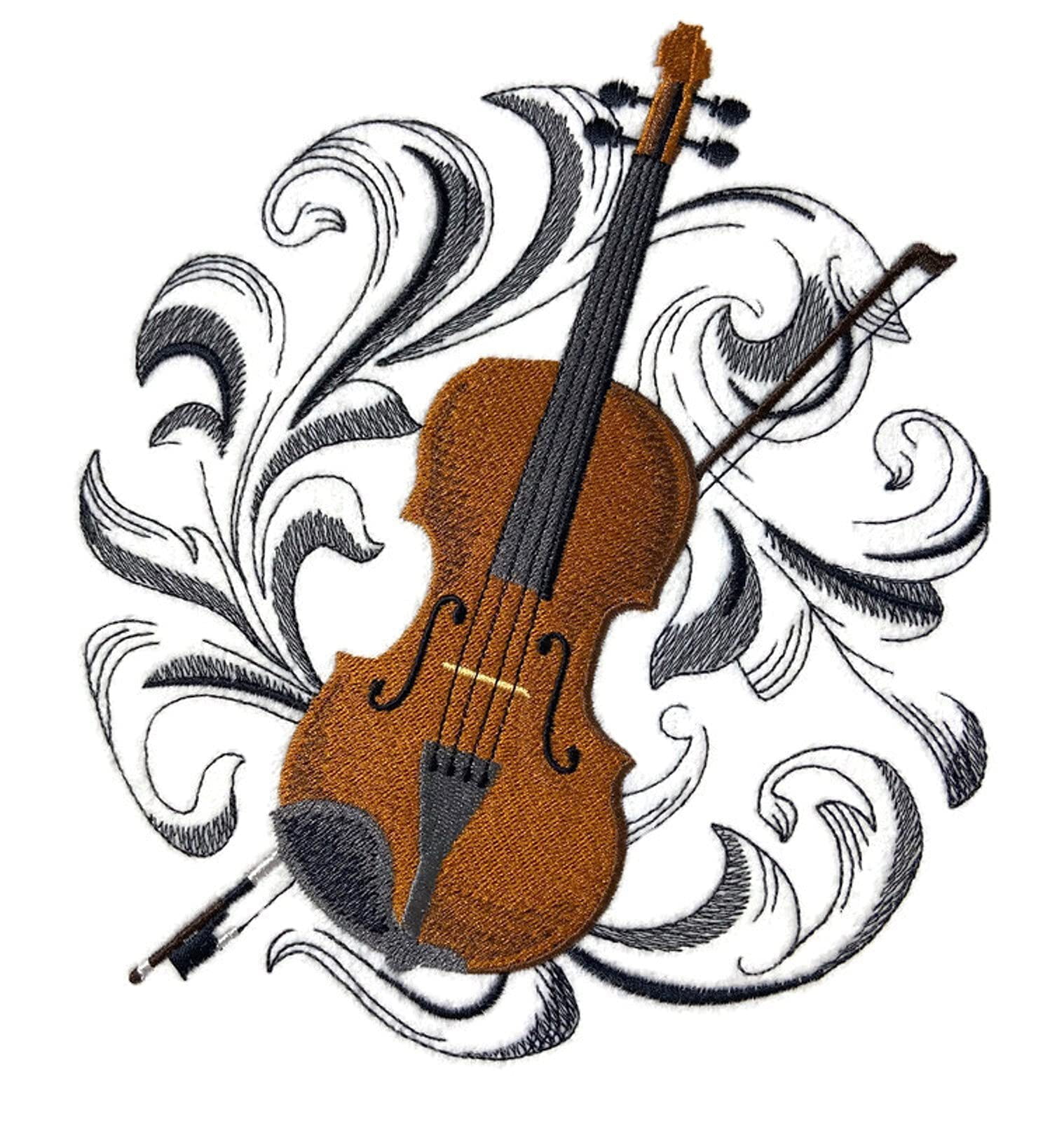 Musical Instruments [Violin with Baroque Background ][Custom and Unique] Embroidered Iron on/Sew patch [6.9"(w) x 7.54"(h)] [Made in USA]…