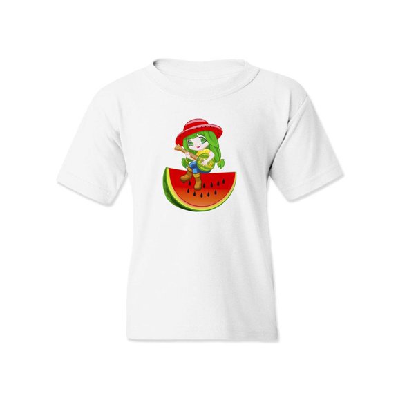 Musical Kid On Watermelon T-Shirt Juniors -Image by Shutterstock, Large