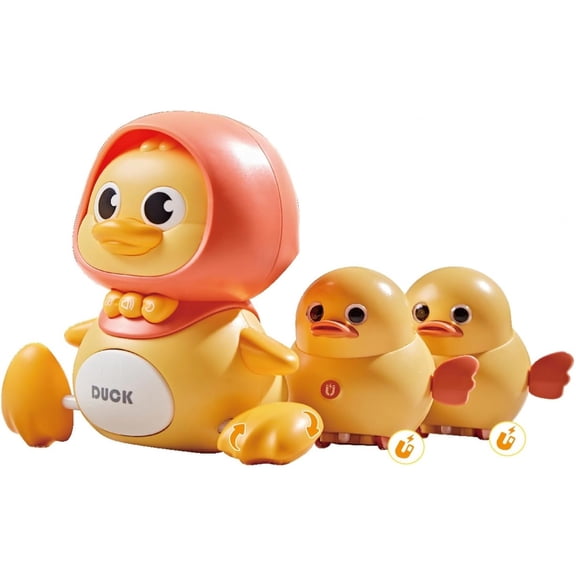 Musical Light-Up Moving Dancing Walking Duck Electronic Pet Play Set 3-Piece(1 Large and 2 Small Ducks)
