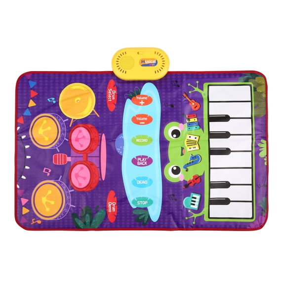 Adjustable Volume Musical Play Mat - Piano Keyboard & Drum Mat with 2 Sticks, Learning Toy for Babies, Toddlers, Kids - Ideal Birthday Gift