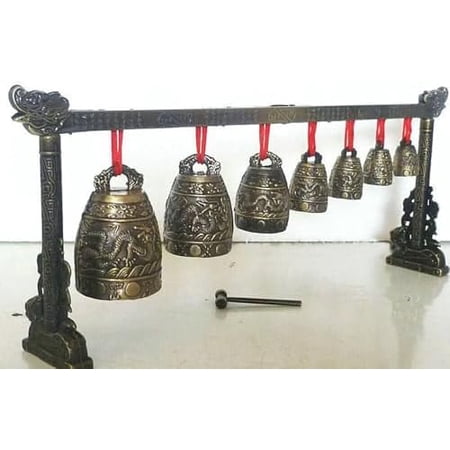 Musical Meditation Gong with 7 Ornate Bells with Dragon Design Rare Collectable$$Music