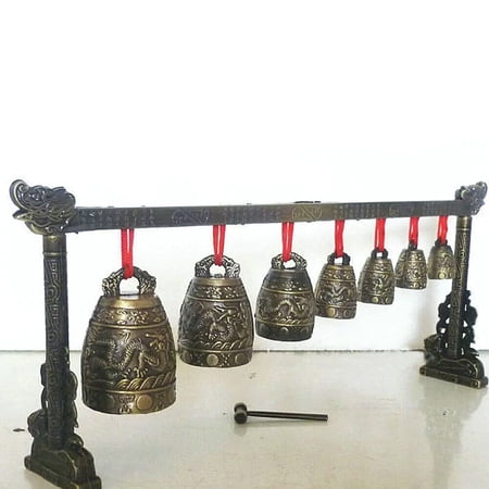 Musical Meditation Gong with 7 Ornate Bells with Dragon Design Rare Collectable