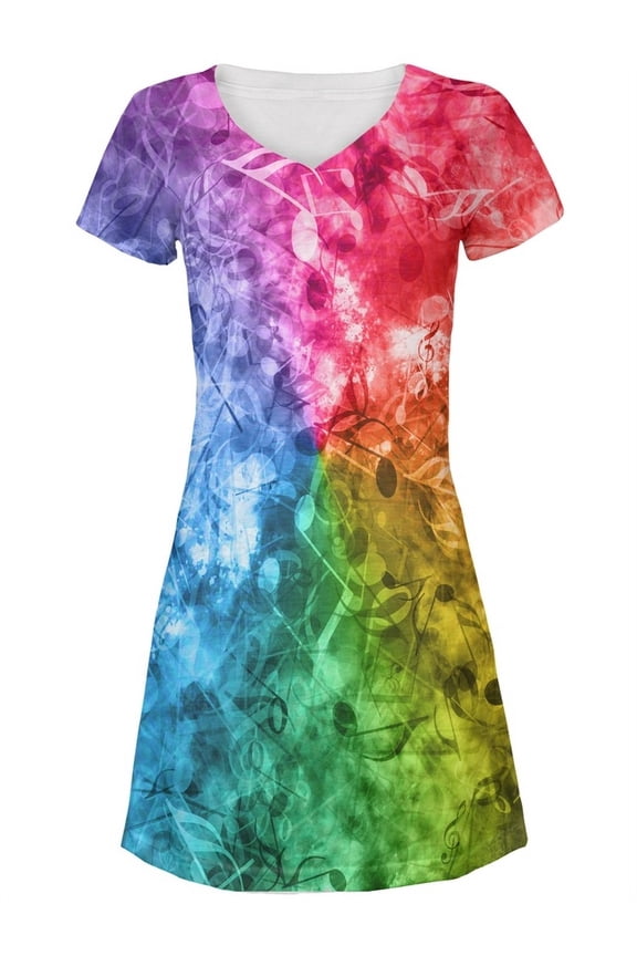 Musical Medley All Over Juniors V-Neck Dress