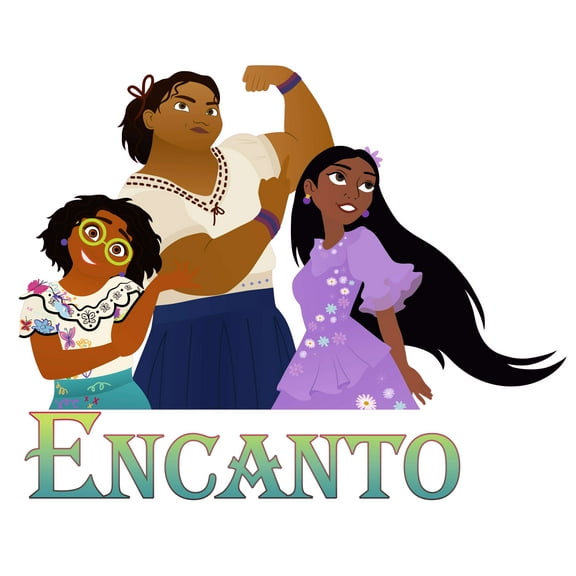 Musical Movie Encanto Three Sisters Character Roster Design with Power Blessing Artwork Vinyl Wall Decal - Luisa, Mirabel and Isabela Madrigal from Animated Feature Film for Nursery and Kid's Room V