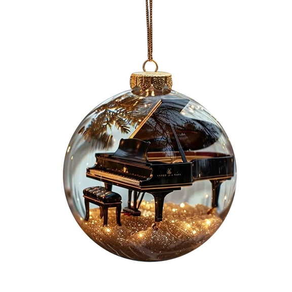 Musical Note Christmas Ornament Acrylic Tree Decoration with Satin Ribbon Gift for Music Lovers Holiday Decor(A)