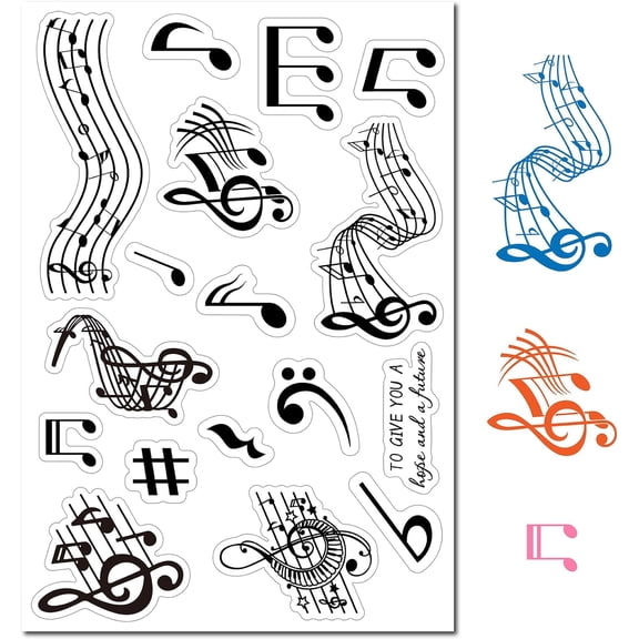 Musical Note Clear Rubber Stamps Staff Transparent Vintage Silicone Seals Stamp for Journaling Card Making Friends DIY Scrapbooking Photo Frame Album