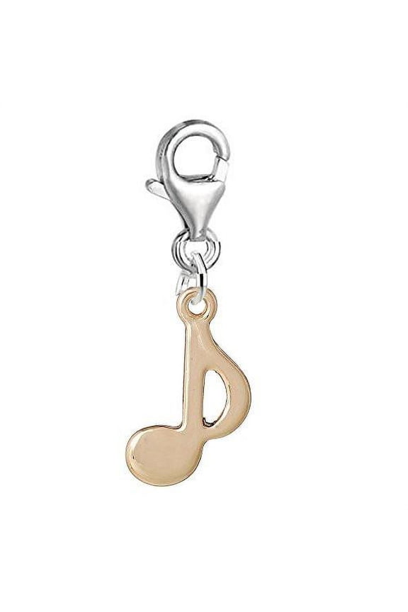 Musical Note Clip on for Bracelet Charm Pendant for European Charm Jewelry w/ Lobster Clasp