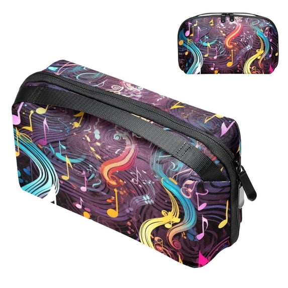 Musical Note Cord Organizer Travel Bag with Waterproof Oxford Fabric, Cable Storage Organizer Case for Electronic Devices, Small Parts Storage Box - 5.9x9.44x3.14 in