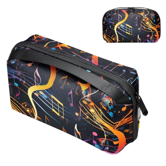Musical Note Digital Pouch with Oxford Cloth, Waterproof Travel Organizer and Charger Cable Storage Box, 5.9x9.44x3.14 in Digital Storage Bag Pouch