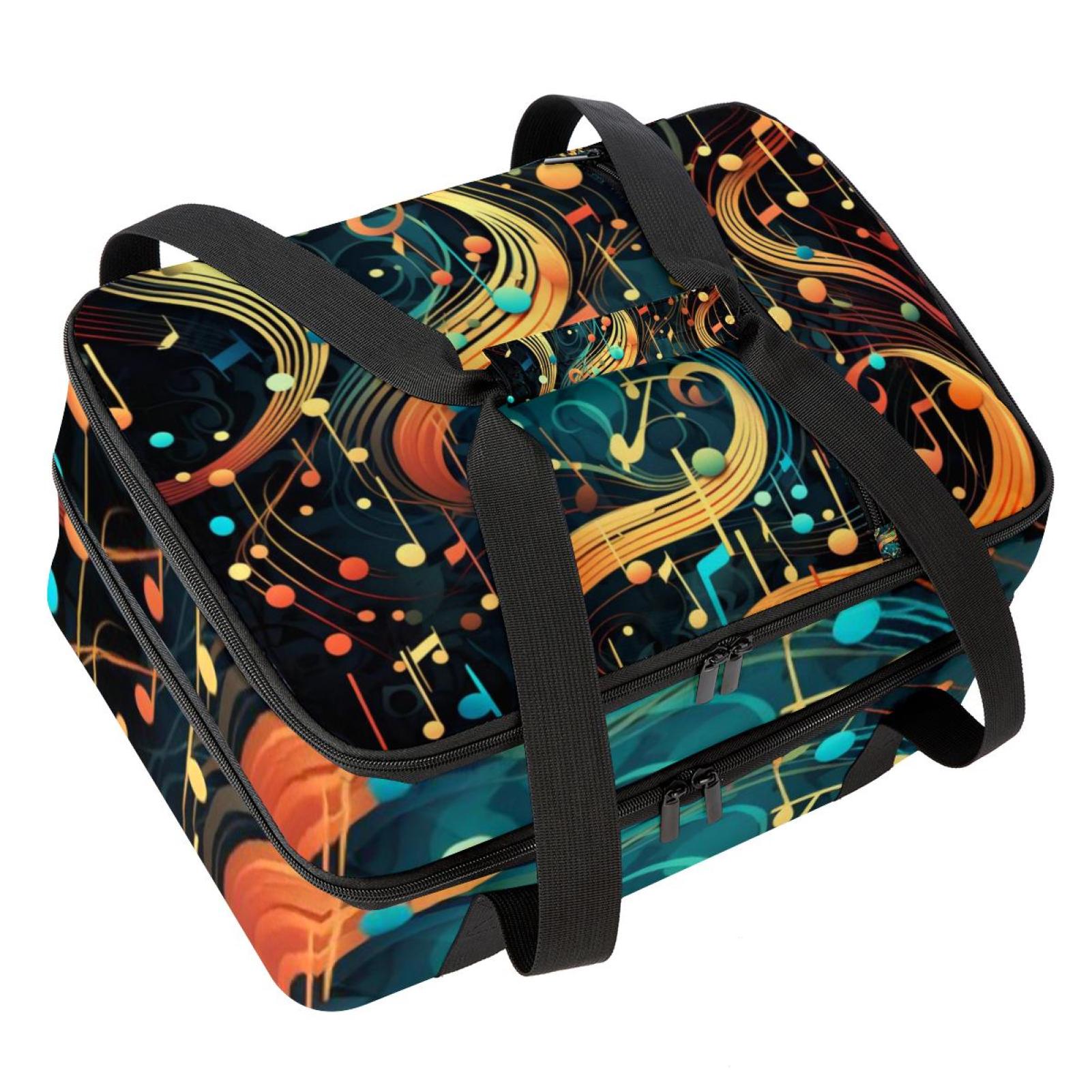 Musical Note Double Layered Insulated Lunch Bag with Two Compartments ...