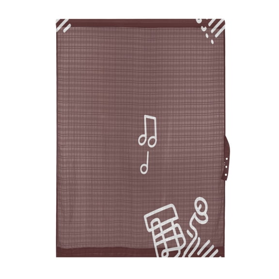 Musical Note Element Design Door Curtain 25x40in Privacy Mesh with UV Protection Tie Back Rod Pockets