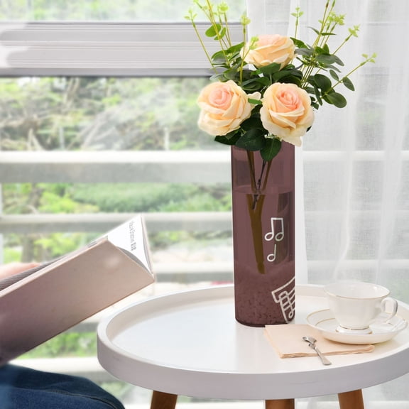 Musical Note Element Design Plastic Vase 11.8'' x 3.9'' Transparent Non Breakable Decorative for Family