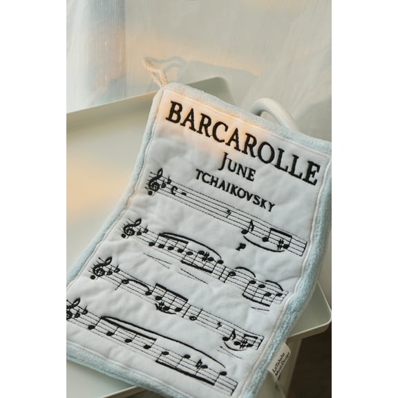 Musical Note Embroidered Hanging Hand Towel, Absorbent Coral Fleece Towel for Kitchen & Bathroom, Soft Thickened Wipe Cloth