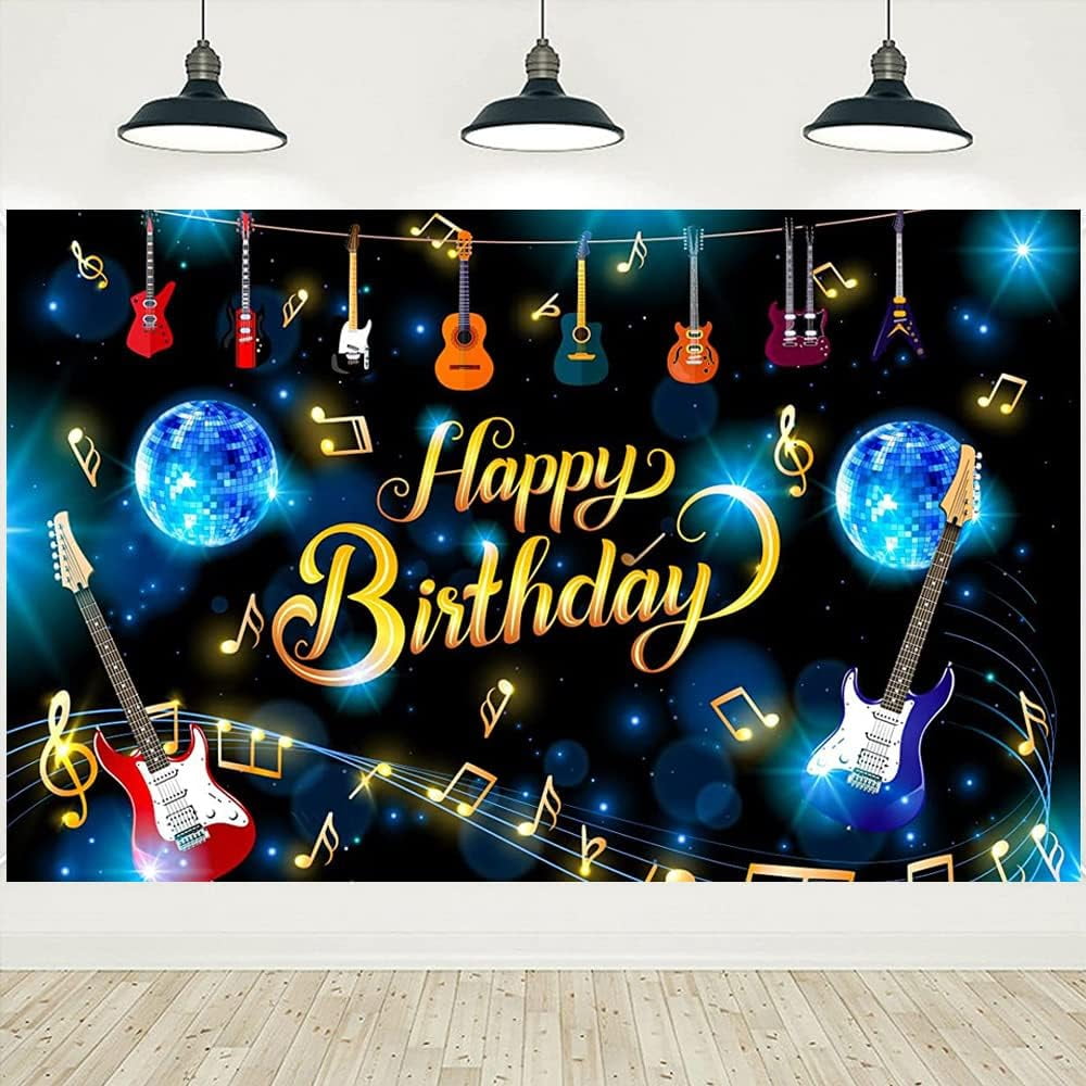 Musical Note Guitar Happy Birthday Backdrop Karaoke Themed Birthday