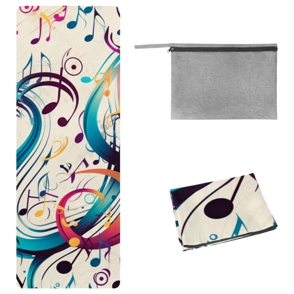 Musical Note Gym Towel with Storage Bag, 72.8"x26.8", Suitable for Yoga, Pilates, Fitness - Yoga Blanket, Hot Yoga Towel, Yoga Towels Included